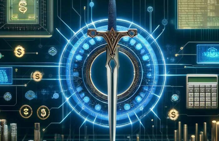 The U.S. Treasury's defense strategies, embedded in a digital landscape representing AI's role in finance and cybersecurity